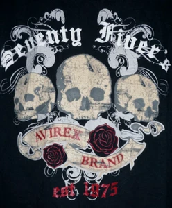 Vintage Avirex T Shirt XL Mens Y2K Grunge Skull Roses Rap Hip Hop Tee Black - Picture 1 of 4