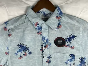 Haggar Hawaiian Shirt Button Down Casual 100% Cotton Sz S Small NWT Palms flag - Picture 1 of 4