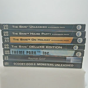 PC Video Game Bundle, Scooby-Doo 2/Rayman Gold/Theme Park/Sims + 3 Expansions - Picture 1 of 24