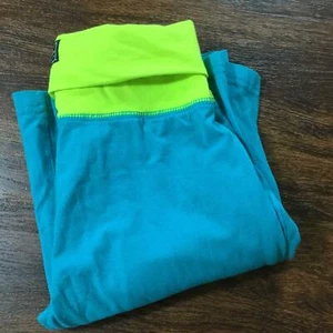 NIKE Stretch Blue & Neon Green Running Fitness Sweatpants Girl's Size M 10-12 - Picture 1 of 11