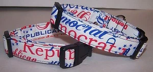 Wet Nose Designs Political Pet Dog Collar Democrat or Republican Red White Blue - Picture 1 of 14