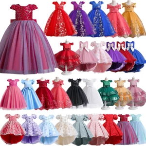Flower Girls Kids Formal Wedding Party Tutu Dress Formal Bridesmaid Pageant Gown - Picture 1 of 206