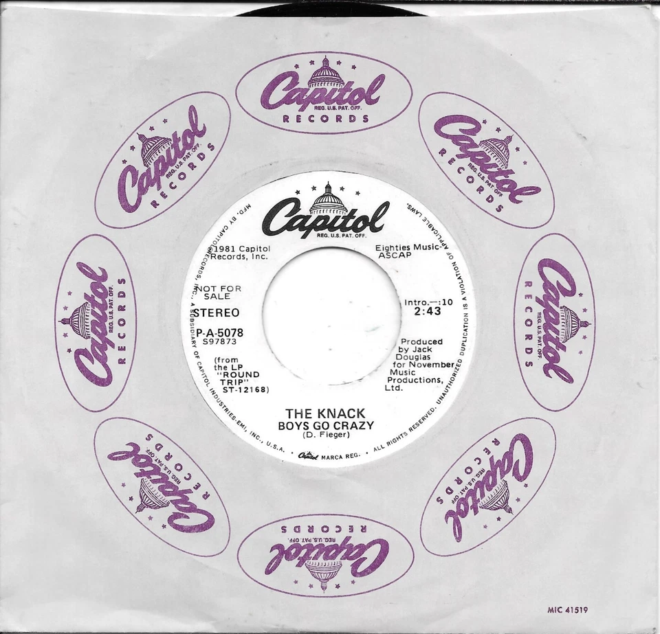 THE KNACK  Boys Go Crazy  rare promo 45 from 1981 - Image 1 of 1