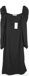 NA-KD Puff Shoulder Midi Dress Women's EU 36 Long Sleeve Black Midi - Picture 1 of 8
