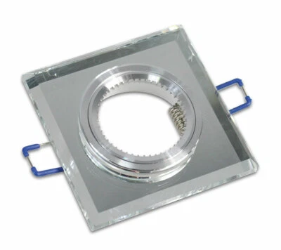 Portafaretto incasso quadrato in vetro effetto specchio foro 60mm illuminazione - Immagine 1 di 3