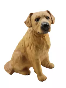 Statuina cane vintage porcellana biscotto giallo golden retriever 6" seduto - Foto 1 di 9