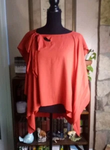 Rachel Roy Asymmetrical Blouse With Bow Accent Coral Pink Women's XS - Picture 1 of 11