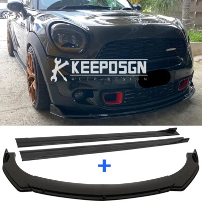 For Mini Cooper Countryman 10-24 Front Bumper Lip Splitter Spoiler + Side Skirts Foto 1 de 4