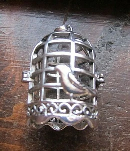 Bird Cage Silver Locks and Opens Tibetan Buddhist Pendant Jewelry - Picture 1 of 7