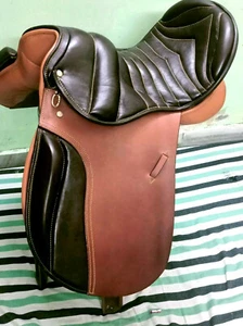 Icelandic leather saddle 17" perfect size, ECO leather on Chestnut with brown - Picture 1 of 6
