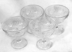 French Gourmande Fruit Dessert 5" X 5" Bowls Set of 4 Clear Fruit Pattern - Picture 1 of 4