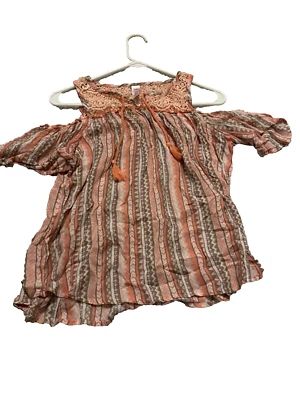 Peach Color Justice Boho Themed Patterned (Sleeveless)  - Image 1 of 3