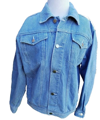 Gitano Jeans Jacket Womens M Bleach Distressed Denim Coat 80s New Wave Punk - Image 1 of 4