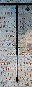 Antique AMERICAN Wrought Iron Fireplace Kettle Trammel PUNCHED BAR TYPE   W5 - Picture 1 of 7