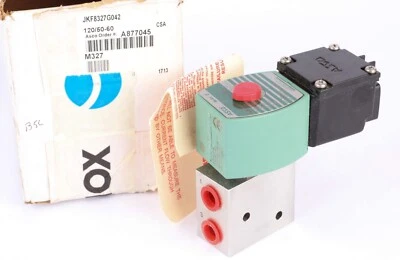 Asco JKF8327G042 Solenoid Valve, 3/2 Way, 1/4" NPT, Stainless Steel, 120VAC - Image 1 of 4