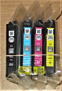 Juego completo de cartuchos de tinta sellados al vacío genuinos epson 27 negro cian magenta amarillo - Imagen 1 de 2