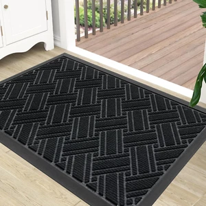 Indoor Outdoor Mat, Sturdy Natural Rubber Floor Mat, Non Slip Low Profile Waterp - Picture 1 of 12