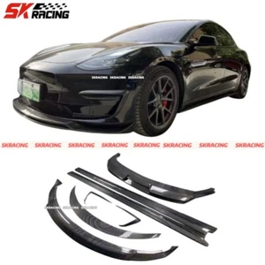 For 2017-23 Tesla Model 3 Front Rear Bumper Side Skirt Rear Spoiler Wing BodyKit - Picture 1 of 20