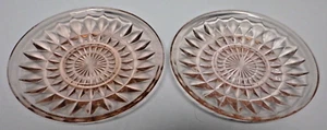 2 Jeannette Glass WINDSOR DIAMOND Pink Saucer Depression 1936-1946 Vintage - Picture 1 of 3