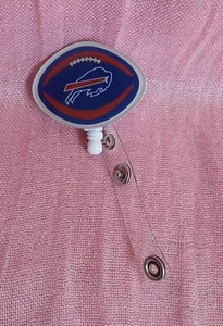 NFL Football ~ BUFFALO BILLS ~ Porta badge ID di sicurezza retrattile con clip - Foto 1 di 3