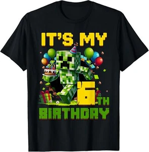 Birthday Boy It's My 6th Birthday 6 Year Old Pixel Gamer T-Shirt Hoodie - Picture 1 of 18