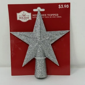 Holiday Time Mini Baumspitze Silber Glitzer Stern Mini Baumspitze 6" NEU - Bild 1 von 2