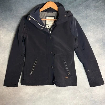 Chaqueta Abercrombie & Fitch Mujer XSmall Abrigo Negro Con Capucha Resistente al Viento Agua Foto 1 de 4
