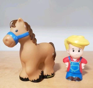 Tuta Fisher Price Little People bionda ragazzo contadino Eddie 2012 e cavallo marrone - Foto 1 di 5