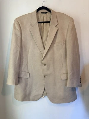 Chaqueta Blazer Jos A Bank Espiga 2 Botones Para Hombre 48R Seda Cabello Camel Beige Foto 1 de 4