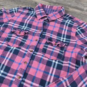 Women's Abercrombie & Fitch Soft Plaid Button Down Flannel Pink Shirt Y2k Size L - Picture 1 of 11