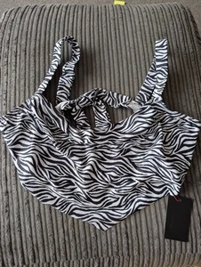 South Beach Black White Zebra Print Tankini Top Size 18 Bnwt (T28) - Foto 1 di 7