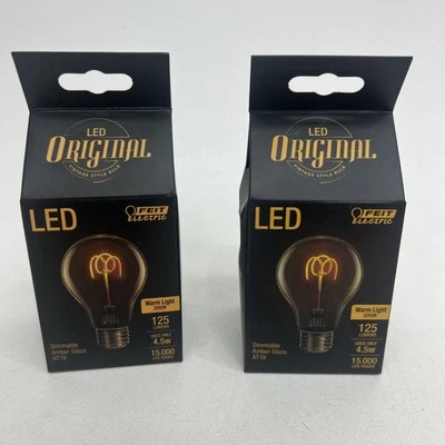 Set of 2 Feit Electric Vintage Style Dimmable LED Amber Glass Light Bulbs- 125 L - Image 1 of 4