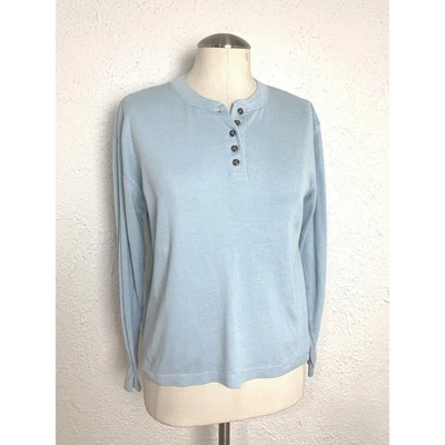 Винтажный светло-синий топ Jennifer Moore Petites Henley размер M  - Изображение 1 из 4