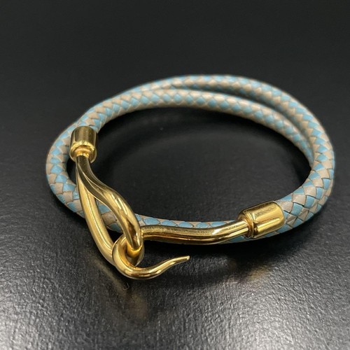 HERMÈS Bracciale Hermes Jumbo pelle blu grigio ottimo usato senzala scatolale