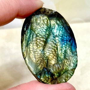 Labradorit zwei Eulen Kristallschnitzerei - natürlicher Edelstein geschnitzter Cabochon 2 Zoll - Bild 1 von 4