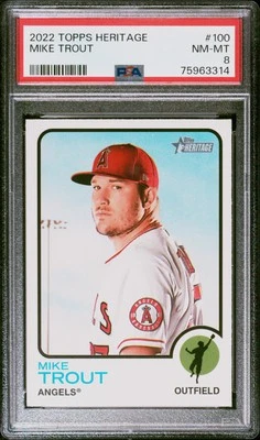 2022 TOPPS HERITAGE #100 MIKE TROUT PSA 8 - Image 1 of 2