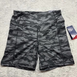 Pantalones cortos de ciclismo Reebok XL gris humo negro camuflaje tiro alto para mujer - Imagen 1 de 9