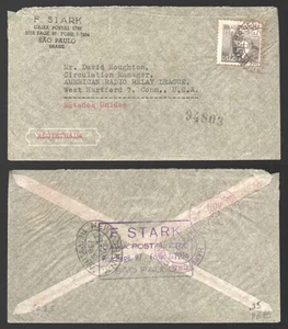1945 Brazil Radio Conference on Cover to Hartford USA - Picture 1 of 3