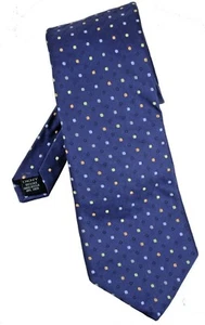 DKNY Mens NECKTIE NAVY Polka Dots 57'' Silk USA Blue Tie - Picture 1 of 3