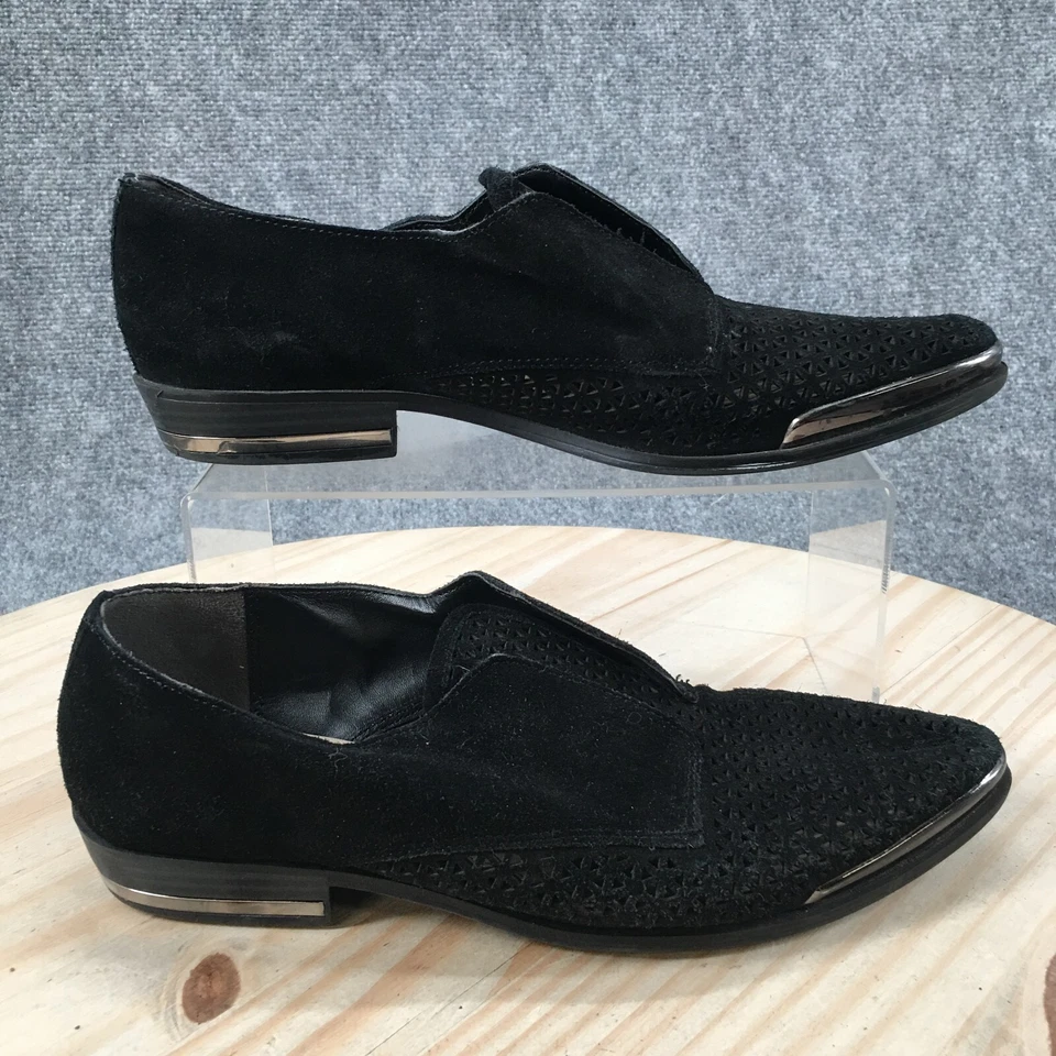 Zapatos Fergie Mujer 10M Inca Perforados Sin Cordones Oxford Cuero Negro Punta Foto 1 de 4