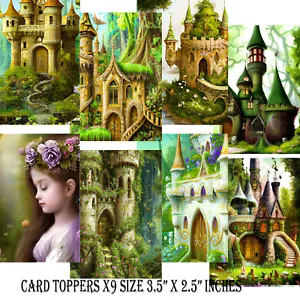 Card Toppers x 9 Feenschlösser Fairy Journaling, Fee Scrapbooking, Kartenbasteln - Bild 1 von 3
