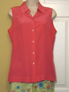 JACLYN SMITH 100% SILK FUSCHIA PINK BUTTON DOWN SLEEVELESS CAMP SHIRT - MEDIUM - Picture 1 of 1