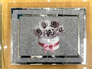 Crushed Diamond Chopping Board Million Roses Grey Crystal Romany 30x40 cm - Picture 1 of 4