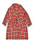 VINTAGE Womens Wrap Robe Overcoat US 6 Medium Red Check Wool EG08