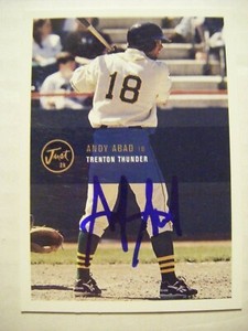 ANDY ABAD signed RED SOX A's REDS 2000 Just Minors baseball card AUTO Autograph