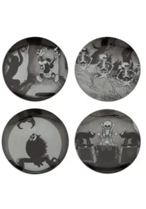 Disney Parks 2022 skeleton dance Halloween 4 pc 9” plate set new w/tags - Picture 1 of 6