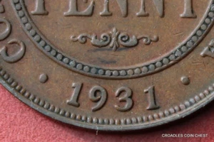 1931 PENNY DROPPED "1" PREDECIMAL SCARCER COIN PART DIAMOND 6 PEARLS #AC165 - Picture 1 of 10