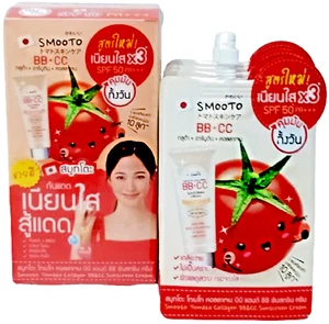 Smooto Tomato Collagen BB & CC Sunscreen Cream SPF 50 PA+++ 8 g x 6 controls oil - Picture 1 of 12