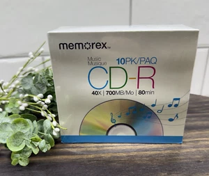 Memorex Music 10 Pack CD-R 40X 700MB 80Min Recordable Blank Media CDS Sealed New - Picture 1 of 5