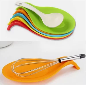 Silicone Spoon Rest Heat Resistant Kitchen Utensil Spatula Holder Cooking Tool - Picture 1 of 29